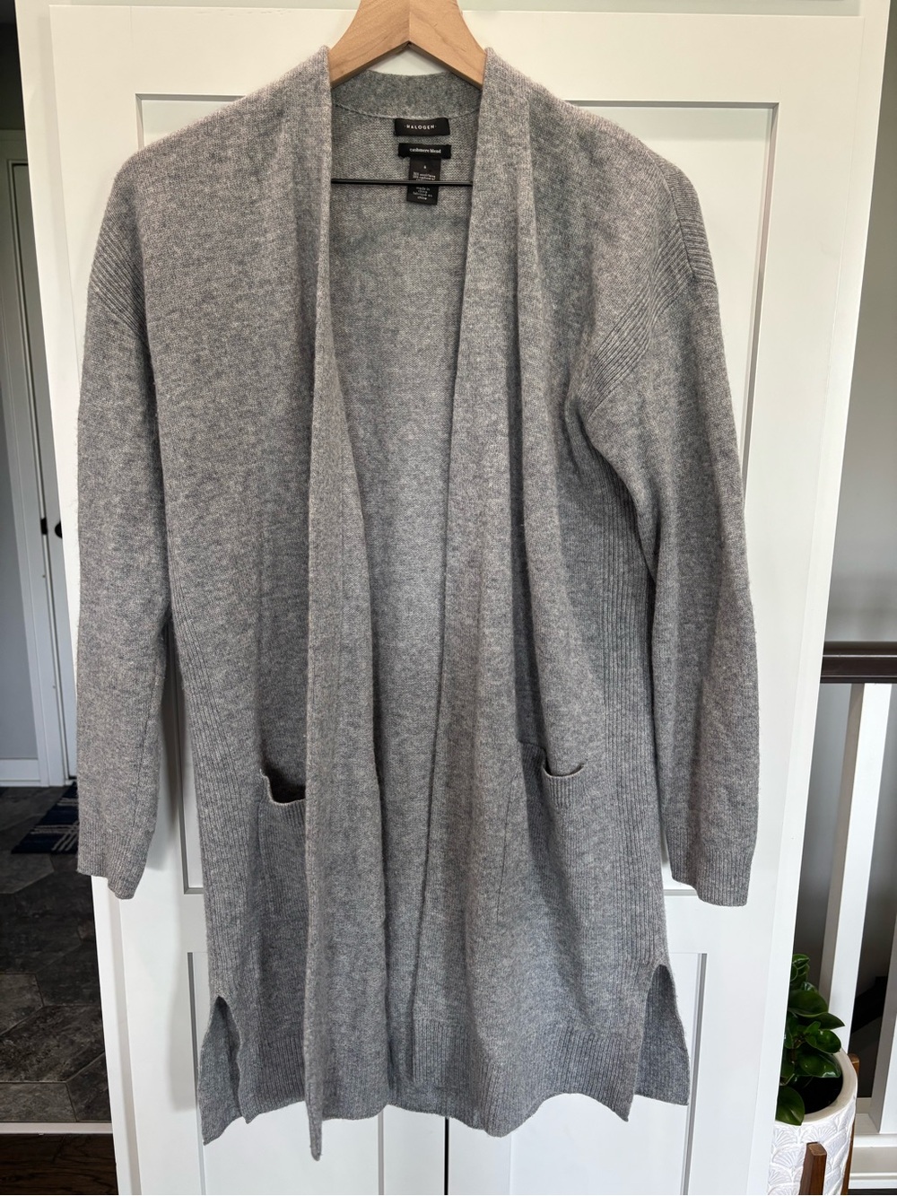 Halogen Light Gray Open-Front Long Cardigan